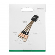 4smarts 3in1 Cable GlowCord 6cm fabric - качествен светещ многофункционален кабел за microUSB, Lightning и USB-C стандарти (6см) (златист) 3