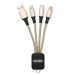 4smarts 3in1 Cable GlowCord 6cm fabric - качествен светещ многофункционален кабел за microUSB, Lightning и USB-C стандарти (6см) (златист) 1