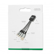 4smarts 3in1 Cable GlowCord 6cm fabric - качествен светещ многофункционален кабел за microUSB, Lightning и USB-C стандарти (6см) (сребрист) 3