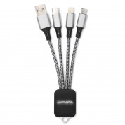 4smarts 3in1 Cable GlowCord 6cm fabric - качествен светещ многофункционален кабел за microUSB, Lightning и USB-C стандарти (6см) (сребрист)