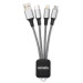 4smarts 3in1 Cable GlowCord 6cm fabric - качествен светещ многофункционален кабел за microUSB, Lightning и USB-C стандарти (6см) (сребрист) 1
