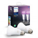 Philips Hue White And Colour Ambiance 9W E27 Twin Pack - комплект 2 броя E27 лампа с бяла и цветна светлина за безжично управляемо осветление за iOS и Android устройства  1