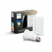 Philips Hue Dim kit 9W A60 E27 EUR - комплект E27 лампа с бяла светлина и ключ за димиране за безжично управляемо осветление за iOS и Android устройства