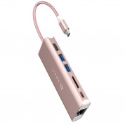 Adam Elements Casa Hub A01 - USB-C хъб с 2 USB изхода, USB-C PD порт, HDMI, Ethernet  и четец за карти памет за устройства с USB-C порт (розово злато) 1