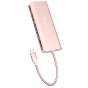 Adam Elements Casa Hub A01 - USB-C хъб с 2 USB изхода, USB-C PD порт, HDMI, Ethernet  и четец за карти памет за устройства с USB-C порт (розово злато)