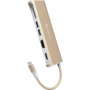 Adam Elements Casa Hub A03 - USB-C хъб с 2 USB изхода, HDMI порт, VGA порт и четец за карти памет за устройства с USB-C порт (златист)