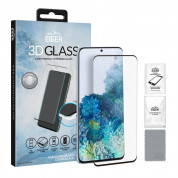 Eiger 3D Glass Case Friendly Tempered Glass - калено стъклено защитно покритие с извити ръбове за дисплея на Samsung Galaxy S20 (черен-прозрачен)