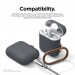 Elago Airpods Skinny Silicone Hang Case - тънък силиконов калъф с карабинер за Apple Airpods и Apple Airpods 2 with Wireless Charging Case (тъмносив)  6