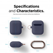 Elago Airpods Skinny Silicone Hang Case - тънък силиконов калъф с карабинер за Apple Airpods и Apple Airpods 2 with Wireless Charging Case (тъмносин)  3