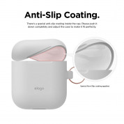 Elago Airpods Skinny Silicone Hang Case - тънък силиконов калъф с карабинер за Apple Airpods и Apple Airpods 2 with Wireless Charging Case (бял-фосфор)  3