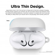 Elago Airpods Skinny Silicone Hang Case - тънък силиконов калъф с карабинер за Apple Airpods и Apple Airpods 2 with Wireless Charging Case (бял-фосфор)  1