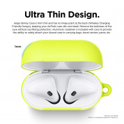 Elago Airpods Skinny Silicone Hang Case - тънък силиконов калъф с карабинер за Apple Airpods и Apple Airpods 2 with Wireless Charging Case (жълт-фосфор)  1