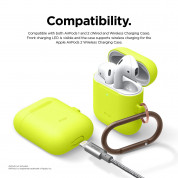 Elago Airpods Skinny Silicone Hang Case - тънък силиконов калъф с карабинер за Apple Airpods и Apple Airpods 2 with Wireless Charging Case (жълт-фосфор)  2