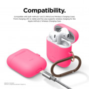 Elago Airpods Skinny Silicone Hang Case - тънък силиконов калъф с карабинер за Apple Airpods и Apple Airpods 2 with Wireless Charging Case (розов-фосфор)  3