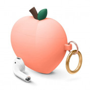 Elago Airpods Peach Design Silicone Case - силиконов калъф с карабинер за Apple Airpods и Apple Airpods 2 (оранжев)