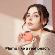 Elago Airpods Peach Design Silicone Case - силиконов калъф с карабинер за Apple Airpods и Apple Airpods 2 (оранжев) 4