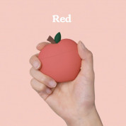 Elago Airpods Peach Design Silicone Case - силиконов калъф с карабинер за Apple Airpods и Apple Airpods 2 (червен)  1
