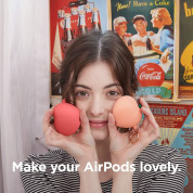 Elago Airpods Peach Design Silicone Case - силиконов калъф с карабинер за Apple Airpods и Apple Airpods 2 (червен)  2