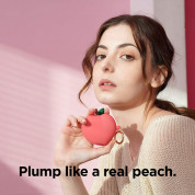 Elago Airpods Peach Design Silicone Case - силиконов калъф с карабинер за Apple Airpods и Apple Airpods 2 (червен)  3