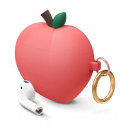 Elago Airpods Peach Design Silicone Case - силиконов калъф с карабинер за Apple Airpods и Apple Airpods 2 (червен) 