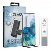 Eiger 3D Glass Edge to Edge Full Screen Tempered Glass - калено стъклено защитно покритие с извити ръбове за целия дисплея на Samsung Galaxy S20 (черен-прозрачен)