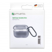 4smarts Soft Cover Invisible Slim - силиконов (TPU) калъф с карабинер за Apple Airpods Pro (прозрачен-черен) 1