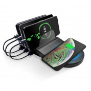 Saii PowerStand Charging Station with Qi Wireless Charger 35.5W, 3 x USB, USB-C - пад за безжично захранване и с три USB изхода и USB-C изход (черен)
