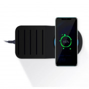 Saii PowerStand Charging Station with Qi Wireless Charger 35.5W, 3 x USB, USB-C - пад за безжично захранване и с три USB изхода и USB-C изход (черен) 2