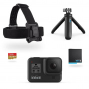 GoPro HERO8 Black Hard Bundle - комплект 4K екшън камера с портатична ръкохватка, лента за глава, 32GB SD карта и резервна батерия