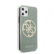 Guess Circle Glitter 4G Case - дизайнерски кейс с висока защита за iPhone 11 Pro (зелен) 4