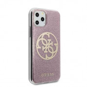 Guess Circle Glitter 4G Case - дизайнерски кейс с висока защита за iPhone 11 Pro (розов) 5