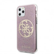 Guess Circle Glitter 4G Case - дизайнерски кейс с висока защита за iPhone 11 Pro (розов) 1
