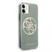 Guess Circle Glitter 4G Case - дизайнерски кейс с висока защита за iPhone 11 (зелен) 5