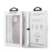 Guess Circle Glitter 4G Case - дизайнерски кейс с висока защита за iPhone 11 (розов) 6