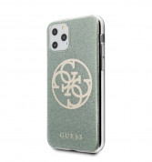 Guess Circle Glitter 4G Case - дизайнерски кейс с висока защита за iPhone 11 Pro Max (зелен) 1