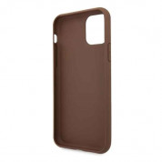 Guess 4G Stripe Leather Hard Case - дизайнерски кожен кейс за iPhone 11 (кафяв) 3