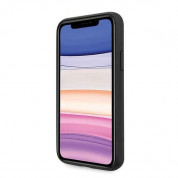 Guess 4G Stripe Leather Hard Case - дизайнерски кожен кейс за iPhone 11 (тъмносив) 5