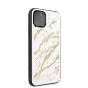 Guess Marble Glass Case - дизайнерски кейс с висока защита за iPhone 11 Pro (бял) 4