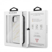 Guess Marble Glass Case - дизайнерски кейс с висока защита за iPhone 11 Pro (бял) 6