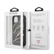 Guess Marble Glass Case - дизайнерски кейс с висока защита за iPhone 11 (черен) 6