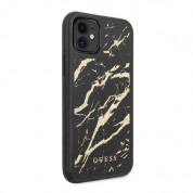Guess Marble Glass Case - дизайнерски кейс с висока защита за iPhone 11 (черен) 4