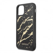 Guess Marble Glass Case - дизайнерски кейс с висока защита за iPhone 11 (черен) 2