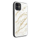 Guess Marble Glass Case - дизайнерски кейс с висока защита за iPhone 11 (бял) 5