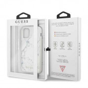 Guess Marble Case - дизайнерски кейс с висока защита за iPhone 11 Pro (бял) 6