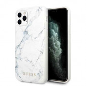 Guess Marble Case - дизайнерски кейс с висока защита за iPhone 11 Pro (бял)