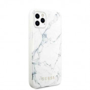 Guess Marble Case - дизайнерски кейс с висока защита за iPhone 11 Pro (бял) 4