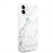 Guess Marble Case - дизайнерски кейс с висока защита за iPhone 11 (бял) 4