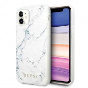 Guess Marble Case - дизайнерски кейс с висока защита за iPhone 11 (бял)