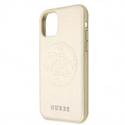 Guess Saffiano 4G Circle Logo Leather Hard Case - дизайнерски кожен кейс за iPhone 11 Pro (златист) 2
