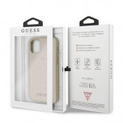 Guess Saffiano 4G Circle Logo Leather Hard Case - дизайнерски кожен кейс за iPhone 11 Pro (златист) 6